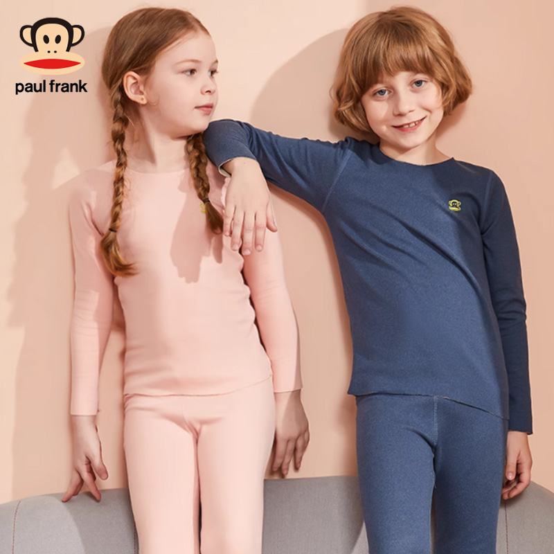 大嘴猴儿童保暖内衣宝宝加绒德秋冬男女童中大童冬天秋衣秋裤套装