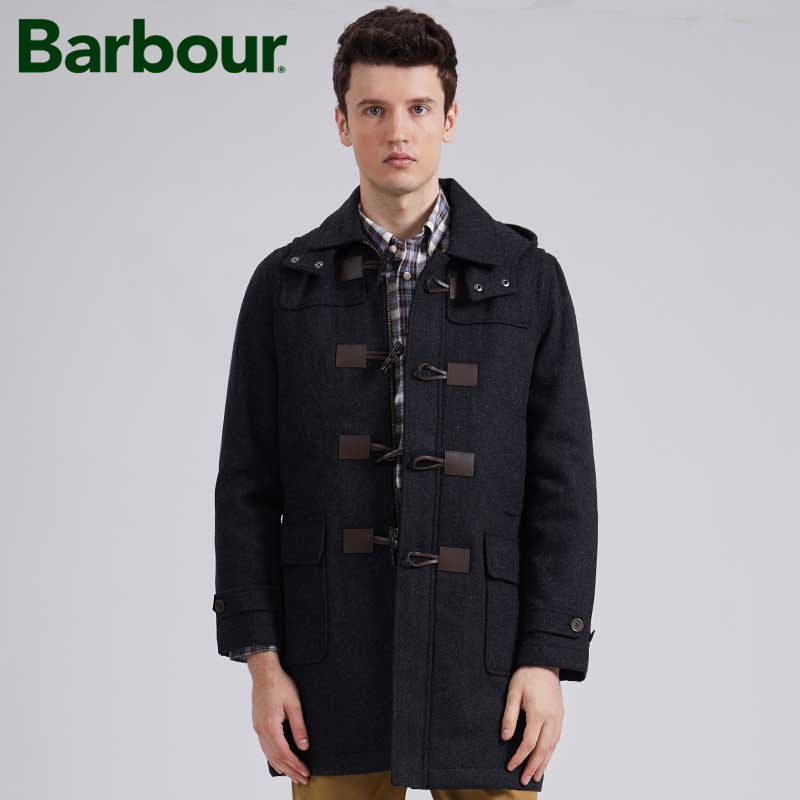Barbour/巴伯尔男装休闲牛角扣连帽呢绒大衣中长款外套在类目 男装, 毛呢大衣中 - 来自Buy2taobao.com提供专业的淘宝代购服务