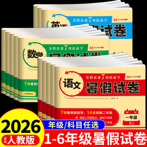 小学暑假试卷一年级二年级下册试卷全套测试卷配套人教版的暑假作业暑假衔接一升二升三升四升五升六练习册期末预复习一本通上下