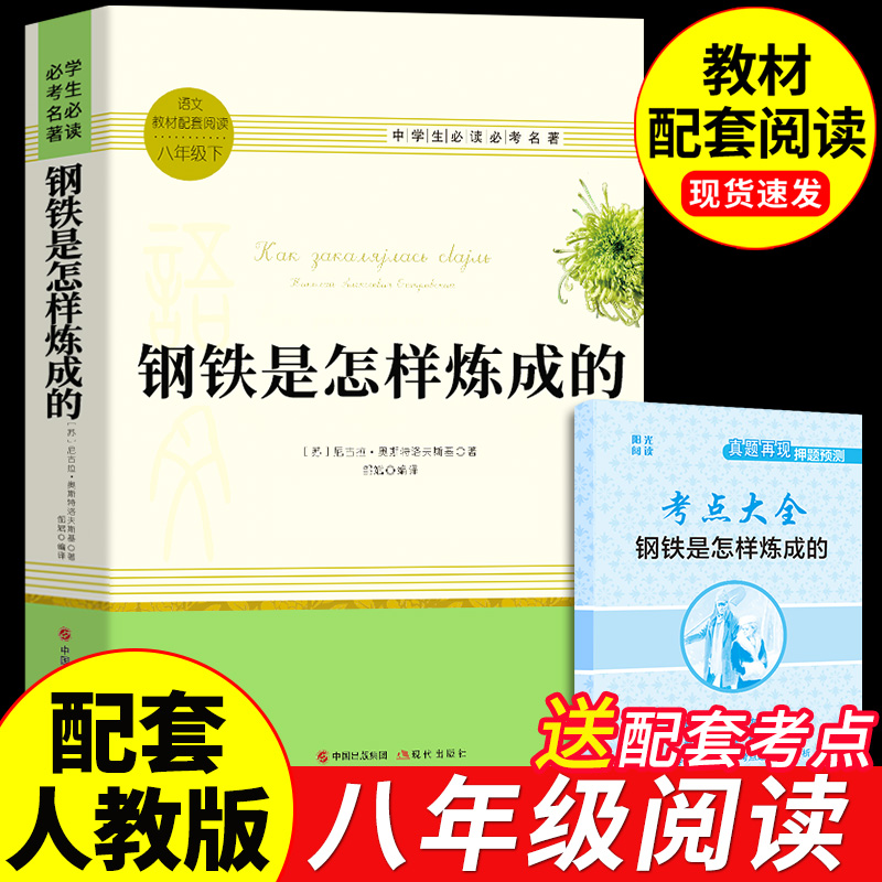 【配套人教版】钢铁是怎样炼成的初中必读正版原著完整版 八年级下册的课外书初二8下语文书目阅读名著经典常谈和刚铁是怎么样练 书籍/杂志/报纸 世界名著 原图主图