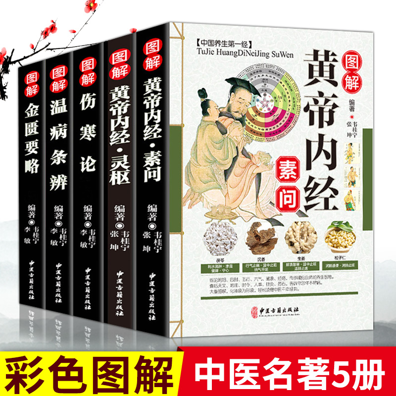 全套5本中医四大名著经典伤寒论 金匮要略 黄帝内经素问全集原著正