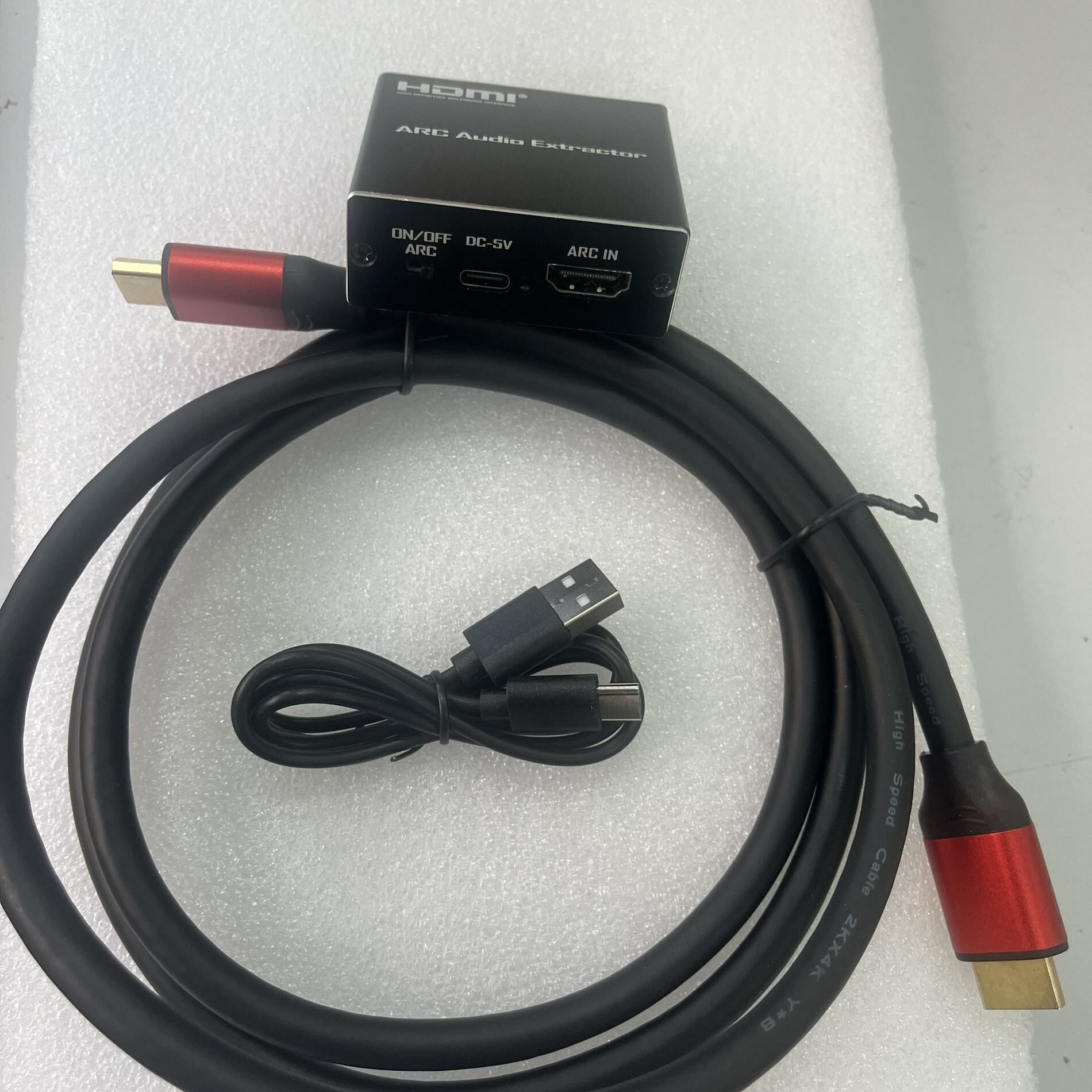 电视机HDMI ARC音频回传高清音频 同轴解码器外接音箱3.5mm转换器