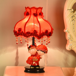 台灯卧室浪漫情调红色调节亮度新娘陪嫁灯结婚婚房无线遥控床头灯