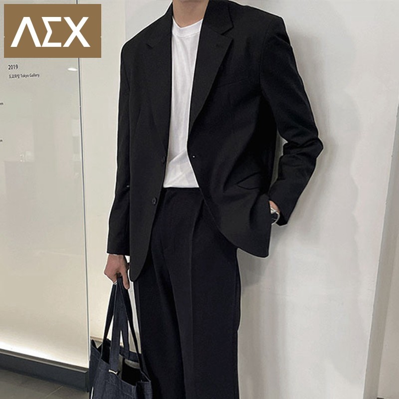 AEX休闲西服男士春秋季新款潮流简约百搭西装中青年职业商务外套