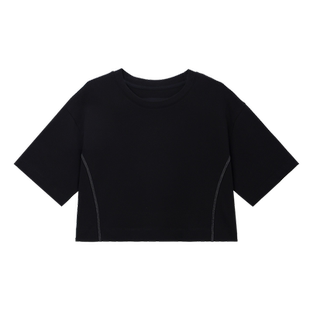 板蓝根抗菌高腰短款撞色分割线女T恤海澜优选夏季热卖