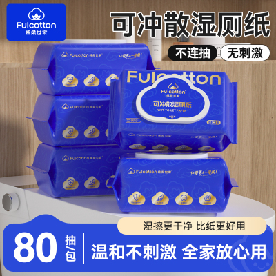 棉柔世家可冲散湿厕纸80抽实惠装