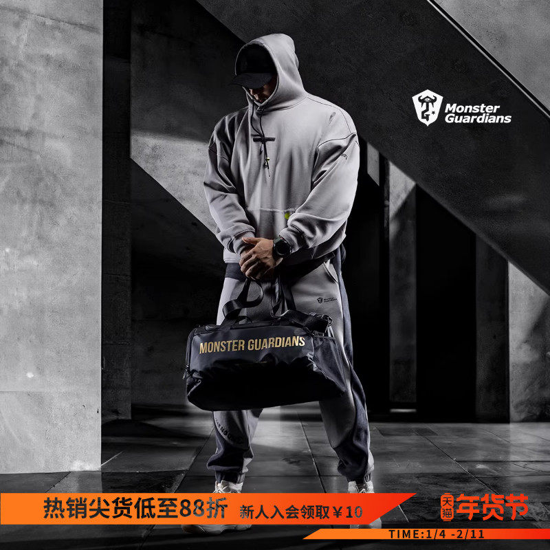 Monster Guardians 勇者无畏系列男子天丝绒连帽套头宽松运动卫衣