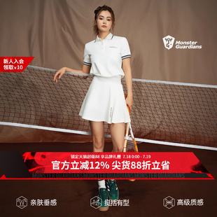 女夏 Monster Guardians复古休闲网球羽毛球短袖 POLO衫 运动裙套装