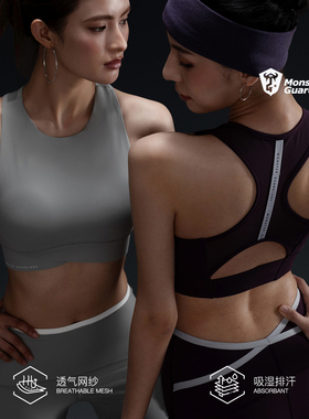 Monster Guardians双色磨毛高弹裸感吸湿排汗运动文胸紧身裤套装