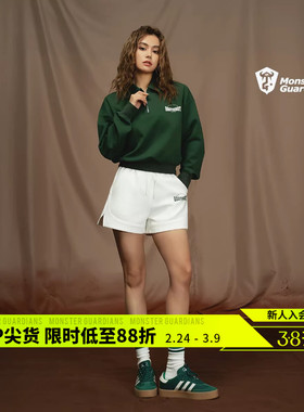 Monster Guardians 恣意系列女子夏季复古经典宽松白色运动短裤
