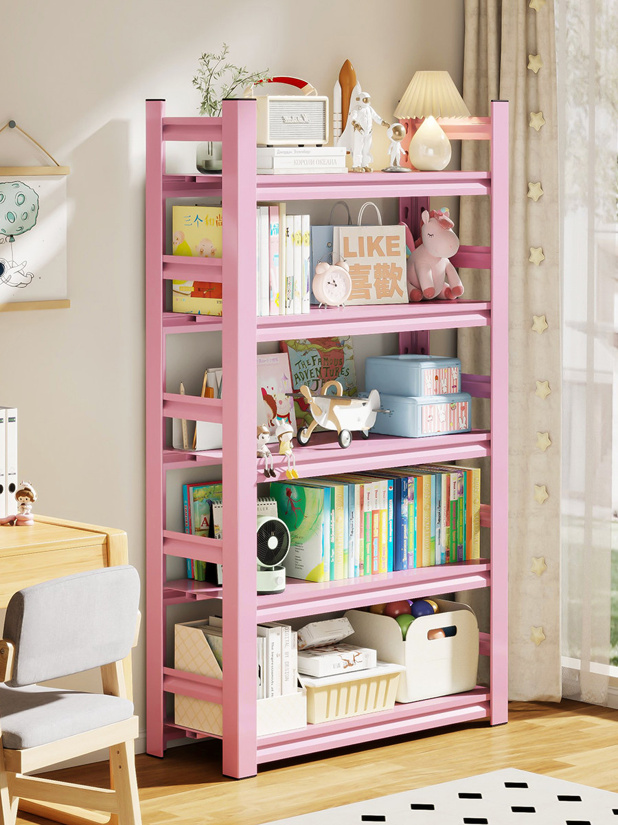 铁艺书架家用多层落地置物架儿童书柜学生书本收纳架客厅储物架子