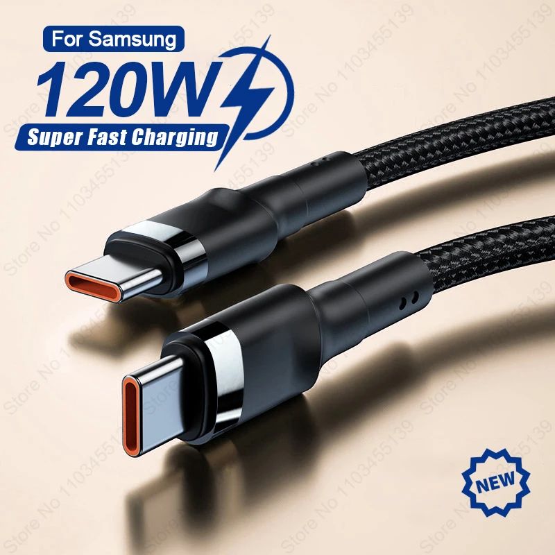 PD 120W USB C To Type C Cable For Samsung S24 S23 Super Charging Data Cord For iPhone 15 Plus Pro Ma