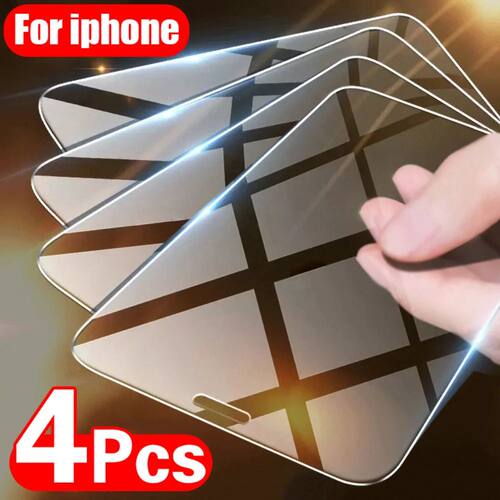 4PCS Tempered Glass for iPhone 13 12 11 14 15 Pro XR X XS Max Screen Protector on for iPhone 13 Pro