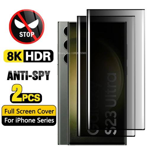2PCS Privacy Protective Glass For Samsung Galaxy S23 Ultra Screen Protector On Sumsung S20 S21 S22 U