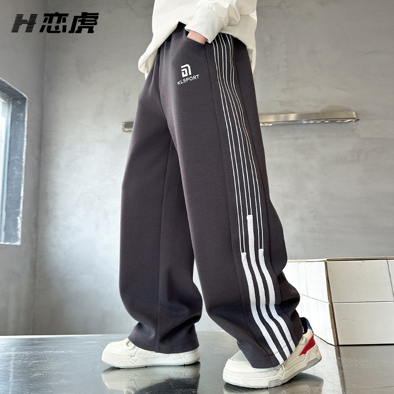 男童裤子弯刀裤春秋2025新款儿童运动裤男孩秋季长裤中大童休闲裤