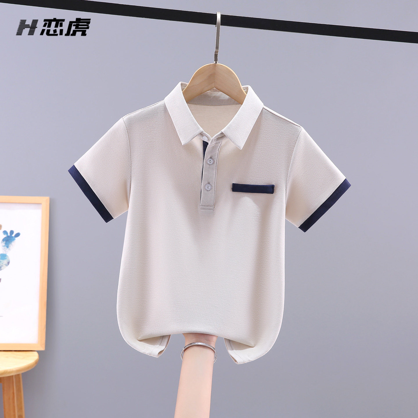 男童短袖t恤夏装2026新款儿童Polo衫学生运动上衣薄款男孩中大童