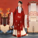 言然 Пьяная красавица оригинальная девочка Ханфу Большие большие черные руки красные тяжелые индустрии вышивка осень и зима