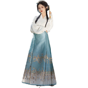 言然薄款马面裙套装2024新款可以穿着上班的日常汉服女成人古装夏