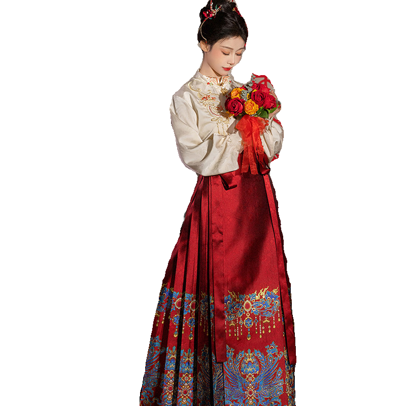 言然翠鸾订婚礼服新中式红色马面裙日常套装汉服女敬酒服伴娘服女