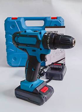 蓝色DW款21V3功能充电钻锂电池套装理电钻家用多功能螺丝刀电起子