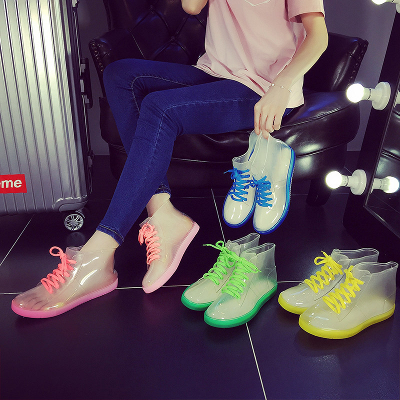 果凍透明可愛成人短筒雨鞋女防水鞋防滑膠鞋套鞋水靴韓國時尚雨靴在類目 女鞋, 雨鞋中 - 來自Buy2taobao.com提供專業的淘寶代購服務