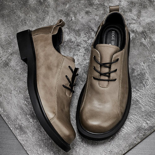 休闲皮鞋2021秋季圆头商务