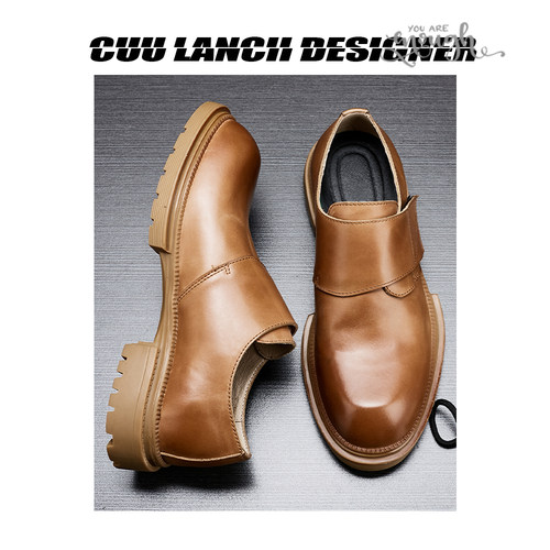 皮鞋男士2025新款真皮商务韩版百搭鞋子厚底英伦潮流时尚圆头男鞋