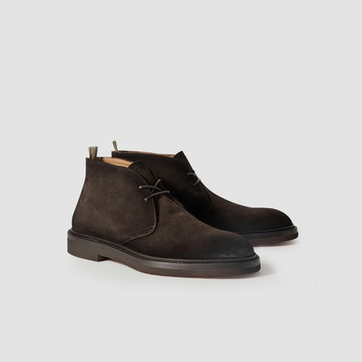 中帮靴子男秋冬复古平底户外靴