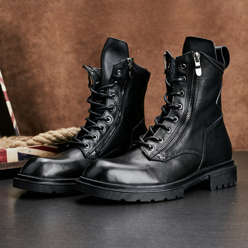 冬季新款增高系带英伦复古工装靴