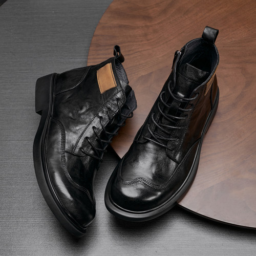 休闲男靴马丁靴男真皮2023秋冬