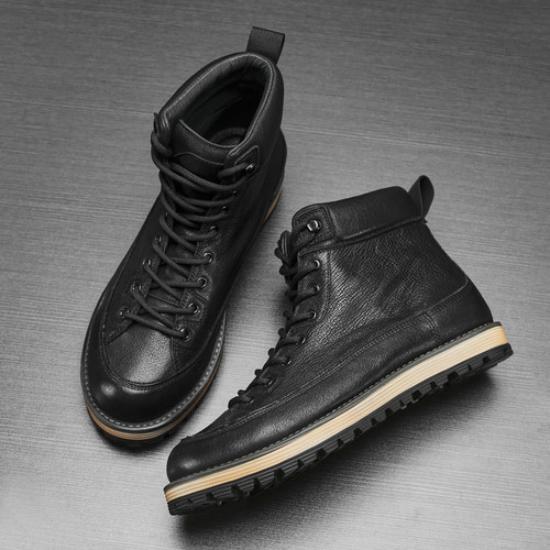 希兰琪男士复古圆头马丁靴