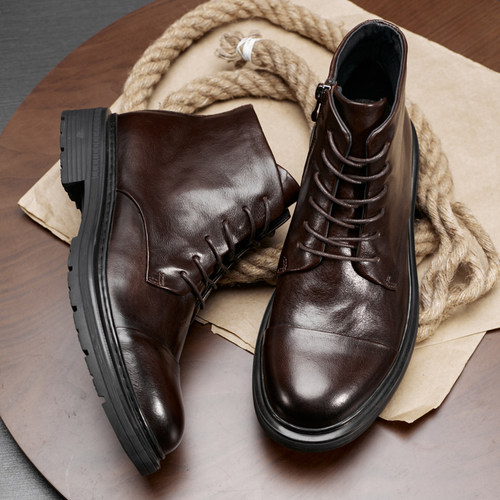 复古靴子马丁靴系带2023秋冬