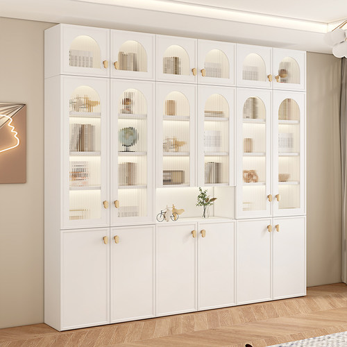 书柜靠墙定制大容量玻璃门展示柜