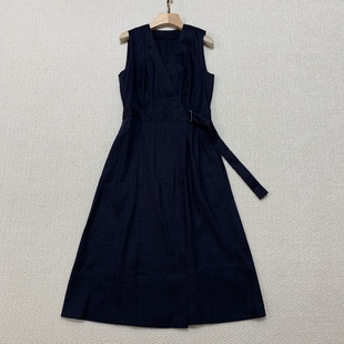 2025春夏新品 连衣裙 女装 围裹式 P0303606 亚麻混纺无袖 Th同款
