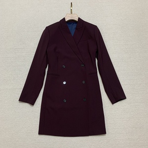 [Good Wool] Th女士秋冬新款 双排扣收腰羊毛西装连衣裙 H0701614