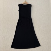 2025春夏新品 女装 无袖 Th专柜同款 船领抽褶收腰连衣裙 P0325601