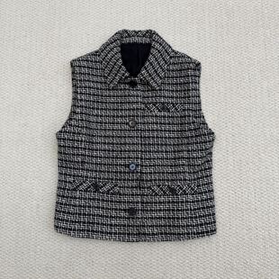 棉混纺翻领粗花呢马甲 女装 P1004105 2026早春新品 Th同款