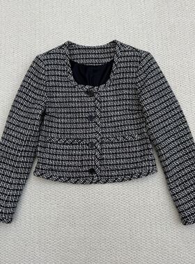 Th同款 2026早春新品女装 棉混纺U领粗花呢夹克外套 P1004106