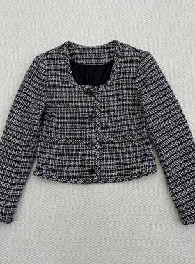 Th同款 2026早秋新品女装 棉混纺U领粗花呢夹克外套 P1004106