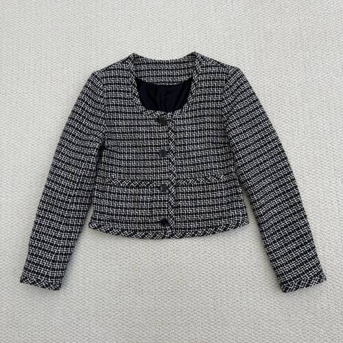 Th同款 2026早秋新品女装 棉混纺U领粗花呢夹克外套 P1004106