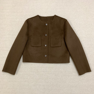 TH秋冬新品女装 双面羊毛羊绒手工缝制修身金属扣短外套M0701110