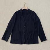 亚麻混纺贴袋后开衩简约休闲西装 Th同款 2025春夏女装 P0203104