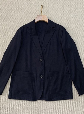 Th同款 2025春夏女装 亚麻混纺贴袋后开衩简约休闲西装 P0203104