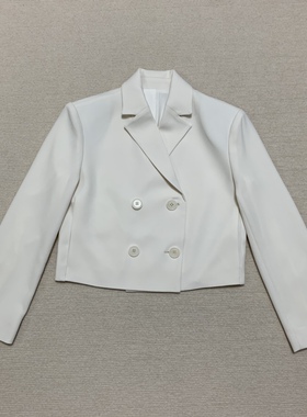Th 2026新品女装 三醋酯纤维混纺双排扣职业短外套 N0709105