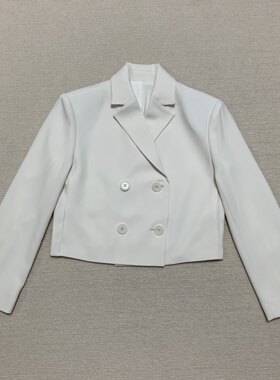 Th 2026新品女装 三醋酯纤维混纺双排扣职业短外套 N0709105