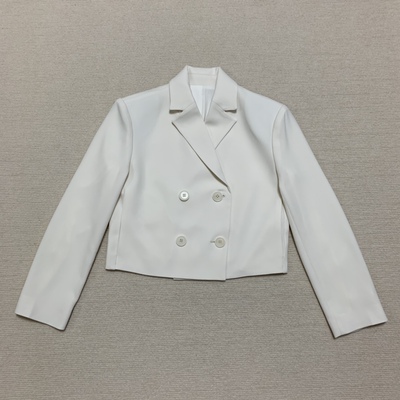 Th 2024新品女装 三醋酯纤维混纺双排扣职业短外套 N0709105