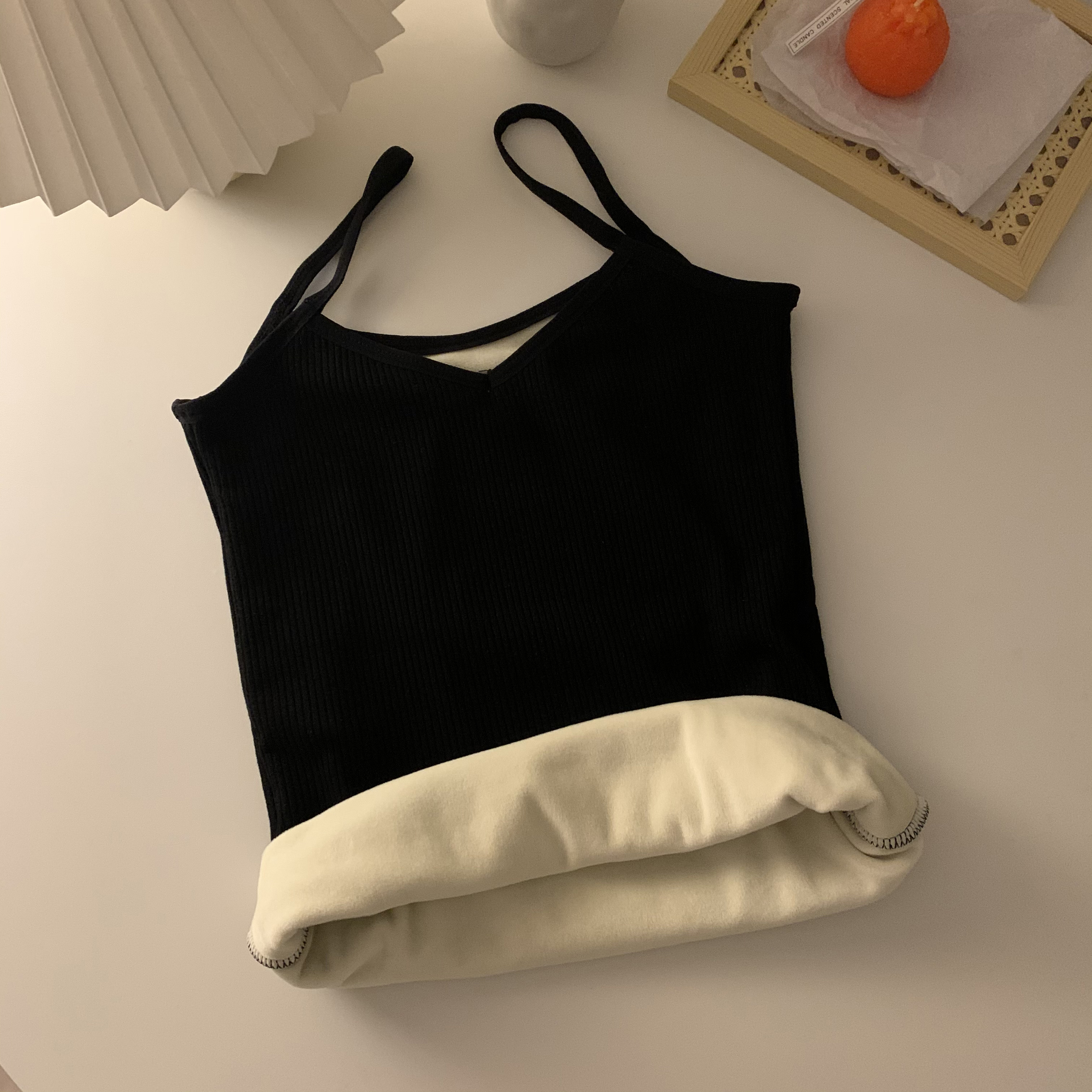 Real price winter Korean version with suspender vest women's Plush thickened warm bottomed sleeveless top