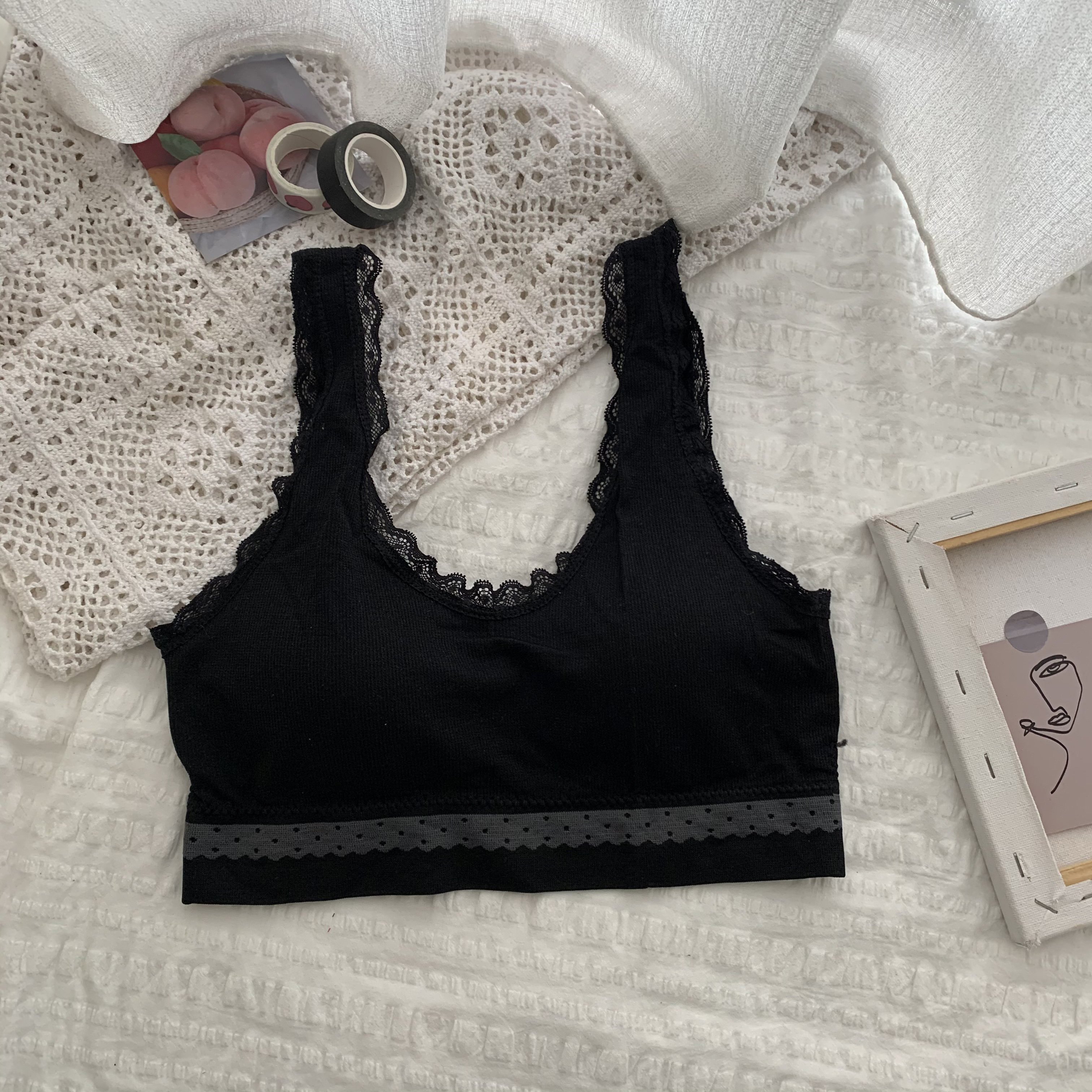 Real shot real price Korean sports lace back bra vest for women