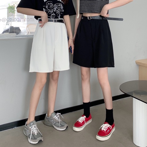 Real price real shot summer new style high waist drooping feeling thin casual Wide Leg Pants Suit Shorts Capris women's pants