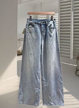 高端定制 欧洲站 钉珠时尚显瘦牛仔直筒裤S26265